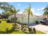 Charming one-story home with attached garage, well-maintained lawn and landscape with palm trees at 11466 Captiva Kay Dr, Riverview, FL 33569