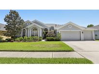 Charming single-story home with a well-manicured lawn and a three-car garage at 5119 Whispering Leaf Trail, Valrico, FL 33596