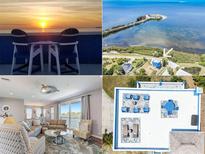 Multiple views from this home including beachside seating, island views, living room and rooftop deck at 228 Shore Dr, Tarpon Springs, FL 34689