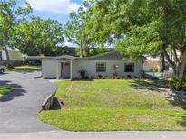 Charming home featuring a well-manicured front yard and a paved driveway leading to the entrance at 3910 W Comanche Ave, Tampa, FL 33614