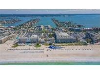 Expansive aerial view overlooking the sandy beach and oceanfront resort property at 5500 Gulf Blvd # 2249, St Pete Beach, FL 33706