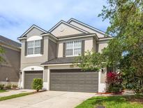 Two-story home featuring a well-maintained lawn, two-car garage, neutral paint, and decorative shutters at 10121 Westpark Preserve Blvd # 10121, Tampa, FL 33625