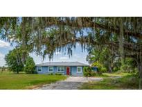 Charming single-story home features a metal roof, mature trees, and a well-manicured lawn at 11015 S County Road 39, Lithia, FL 33547