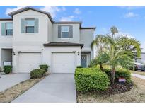 Charming townhome with well-maintained landscaping, a two-car garage, and a welcoming entrance at 4550 Globe Thistle Dr, Tampa, FL 33619