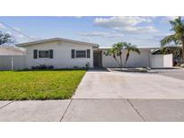Charming single-story home with a well-maintained lawn and mature palm trees at 5816 Liverpool Dr, Tampa, FL 33615