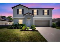 Charming two-story home featuring a well-maintained lawn and a two-car garage at 1823 Moon Cactus Ct, Ruskin, FL 33570