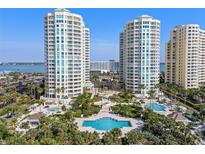 Luxury high-rise condos featuring multiple pools, lush landscaping, and beautiful views of the bay at 1170 Gulf Blvd # 2101, Clearwater Beach, FL 33767