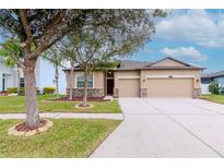 Charming single-Gathering home featuring a well-manicured lawn and a spacious three-car garage at 3914 Round Table Ct, Land O Lakes, FL 34638