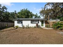 Charming single-story home with a clean, white exterior, dark shutters, and a well-maintained front yard at 4112 Alafia Blvd, Brandon, FL 33511