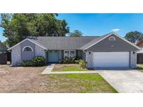 Charming home features a light blue front door, stone accents, and a well-maintained yard at 1005 Cameo Crest Ln, Valrico, FL 33596
