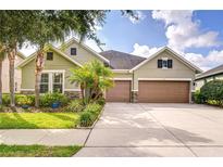 Charming home with a three-car garage, well-manicured lawn and lush landscaping at 1134 Tracey Ann Loop, Seffner, FL 33584