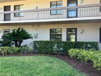 Beautiful condo exterior with a mature and green landscaped yard and an inviting, covered entry at 229 Mary Dr # 229, Oldsmar, FL 34677