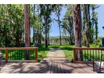 Beautiful backyard view with lush landscaping leading to a serene lake at 6341 Discovery Ln, Land O Lakes, FL 34638
