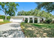 Charming single-story home with a well-maintained lawn and a classic white exterior at 135 Rodney Ct, Palm Harbor, FL 34684