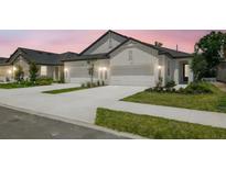 Modern townhomes featuring well-kept lawns, concrete driveways, and attached garages for convenient parking at 3737 Nandina Cir, Sun City Center, FL 33573