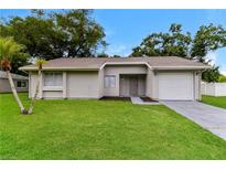 Charming single-story home with a well-maintained lawn and attached garage at 7517 Oxwood St, North Port, FL 34287