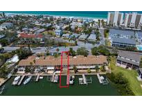 Waterfront condo community featuring private boat docks and beach access nearby at 829 E Gulf Blvd # 107, Indian Rocks Beach, FL 33785