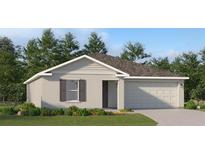 Charming single-story home with a neutral stucco exterior, well-maintained lawn, and an attached two-car garage at 1337 Loveland Blvd, Port Charlotte, FL 33980