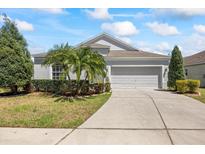 Charming single-story home with a well-manicured lawn and two-car garage at 3406 Pearl Dove Ln, Plant City, FL 33567