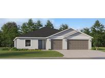 Charming single-story home featuring a two-car garage and landscaped front yard at 10290 Purple Leaf Ct, Riverview, FL 33578