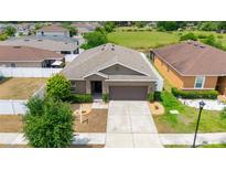 Charming single-story home with a well-manicured lawn and two car garage at 10626 Laguna Plains Dr, Riverview, FL 33578
