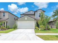 Charming two-story home with a well-manicured lawn and an attached two-car garage at 12715 Maple Bonsai Dr, Riverview, FL 33579