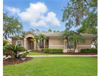 Charming single-story home with a tile roof, well-maintained landscaping, and lush green lawn at 10232 Estuary Dr, Tampa, FL 33647
