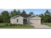 Charming single-story home with neutral tones, landscaped yard, and a two-car garage at 15027 Zircon Red Dr, Wimauma, FL 33598