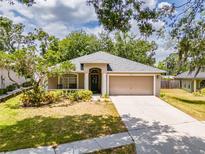Charming single-story home with well-maintained lawn, mature trees, and inviting curb appeal at 412 Henderson Ave, Seffner, FL 33584