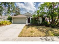 Charming single-story home with lush landscaping and a two-car garage at 2008 Berry Lake Dr, Brandon, FL 33510
