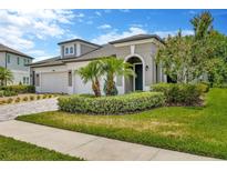 Beautiful home with manicured lawn, stone driveway and front entryway at 4551 Barletta Ct, Wesley Chapel, FL 33543
