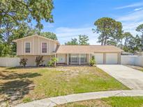 Charming raised ranch-style home with a spacious two-car garage and well-maintained landscaping at 6607 Larimer Dr, Tampa, FL 33615