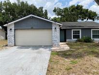 Charming single-Gathering home features an attached garage and appealing exterior paint scheme at 12912 Leadwood Dr, Riverview, FL 33579