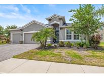 Charming single-Gathering home with a manicured lawn and a welcoming two-car garage at 11322 Lake Lucaya Dr, Riverview, FL 33579