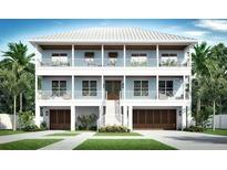 Stunning three-story home with multiple balconies, a well-manicured lawn, and a driveway at 230 90Th Ne Ave, St Petersburg, FL 33702