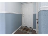 The front entrance features modern doors, two-toned walls, and stylish carpet at 5012 Starfish Se Dr # B, St Petersburg, FL 33705