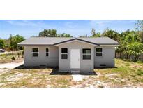 Charming single-story home with a new-looking metal roof and freshly painted light gray exterior at 11009 Spivey Rd # 1, Gibsonton, FL 33534