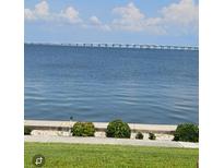 Expansive water view featuring a bridge and blue skies with a concrete barrier and shrubbery in the foreground at 19029 Us Highway 19 N # 31F, Clearwater, FL 33764