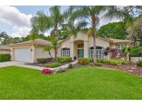 Charming single-story home boasts lush landscaping, mature palms, and a welcoming entrance at 4942 Willow Ridge Ter, Valrico, FL 33596