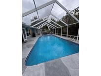 Relaxing screened-in pool with stone surround, perfect for enjoying the outdoors in comfort and style at 11889 Walker Ave, Seminole, FL 33772