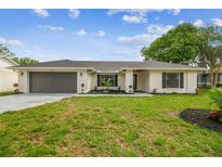 Charming single-story home with painted brick, updated landscaping, and attached two-car garage at 3205 Pleasant Lake Dr, Tampa, FL 33618