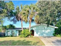 Charming one-story home with palm trees, an arched entryway, and a well-maintained lawn at 3749 Mckay Creek Dr, Largo, FL 33770