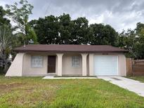 Charming single-story home featuring a well-manicured lawn and a one-car garage at 2713 W Chestnut St, Tampa, FL 33607