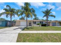 Charming single-story home with palm trees and a well-maintained front yard at 204 Cove Ct, Clearwater, FL 33756