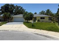 Charming single-story home with a two-car garage and well-maintained front yard at 1812 Hibiscus S Ct, Oldsmar, FL 34677