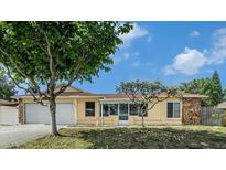 Charming single-story home with a well-manicured lawn, attached garage, and inviting curb appeal at 2632 Tung Dr, Holiday, FL 34691