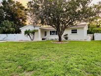 Charming single-story home with a well-manicured lawn and mature tree, offering great curb appeal at 6235 17Th N Ave, St Petersburg, FL 33710