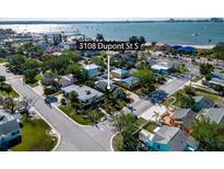 Beautiful aerial view of the home located near a marina and the beach at 3108 Dupont S St, Gulfport, FL 33707