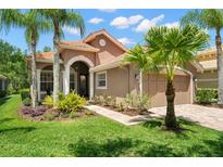 Beautiful single Gathering home boasts tropical landscaping and a tile roof at 14634 Mirasol Manor Ct, Tampa, FL 33626
