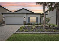 Beautiful one story home with an attached garage, meticulously landscaped front yard, and neutral exterior paint at 10111 Tuscan Sun Ave, Riverview, FL 33578